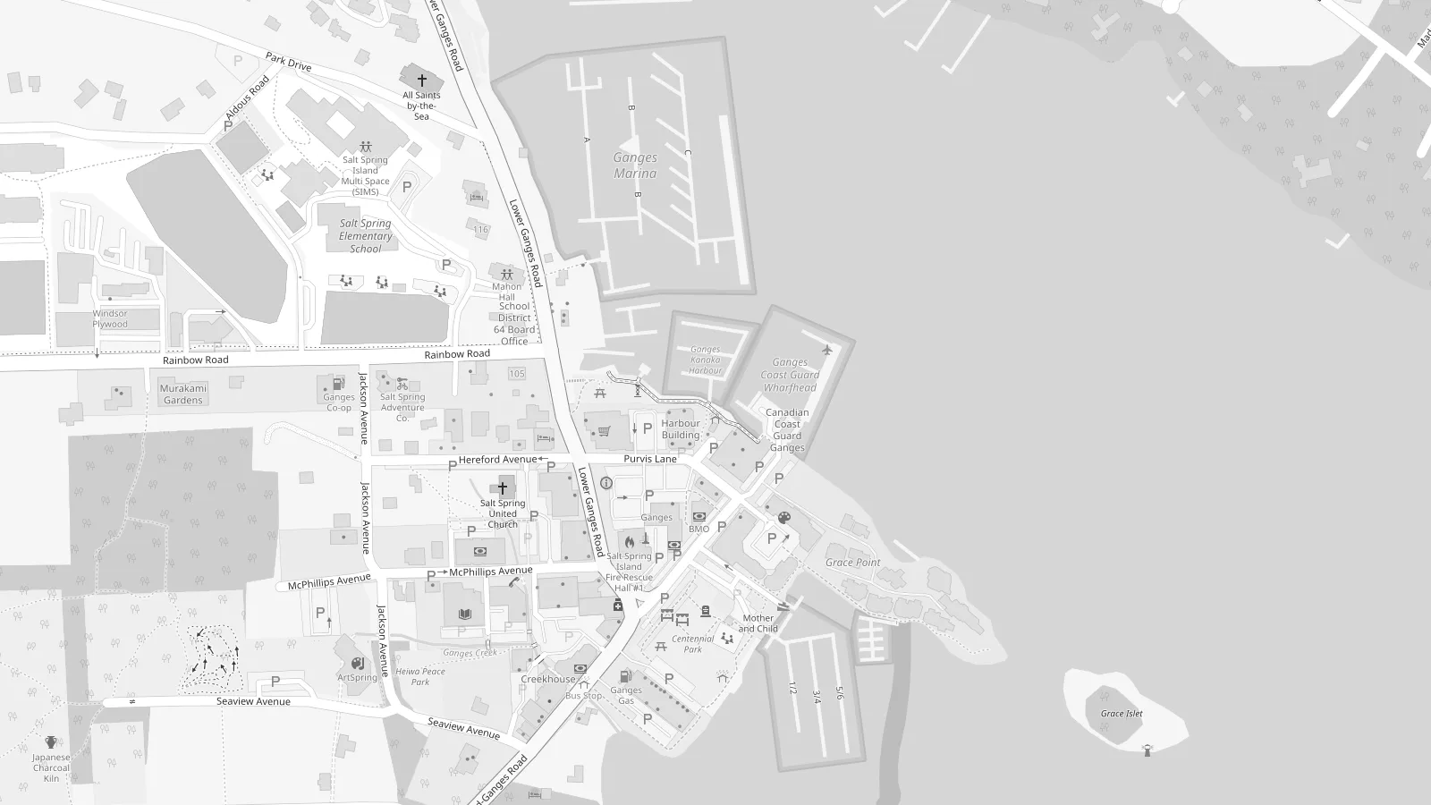 Map of Ganges Harbour, Salt Spring Island